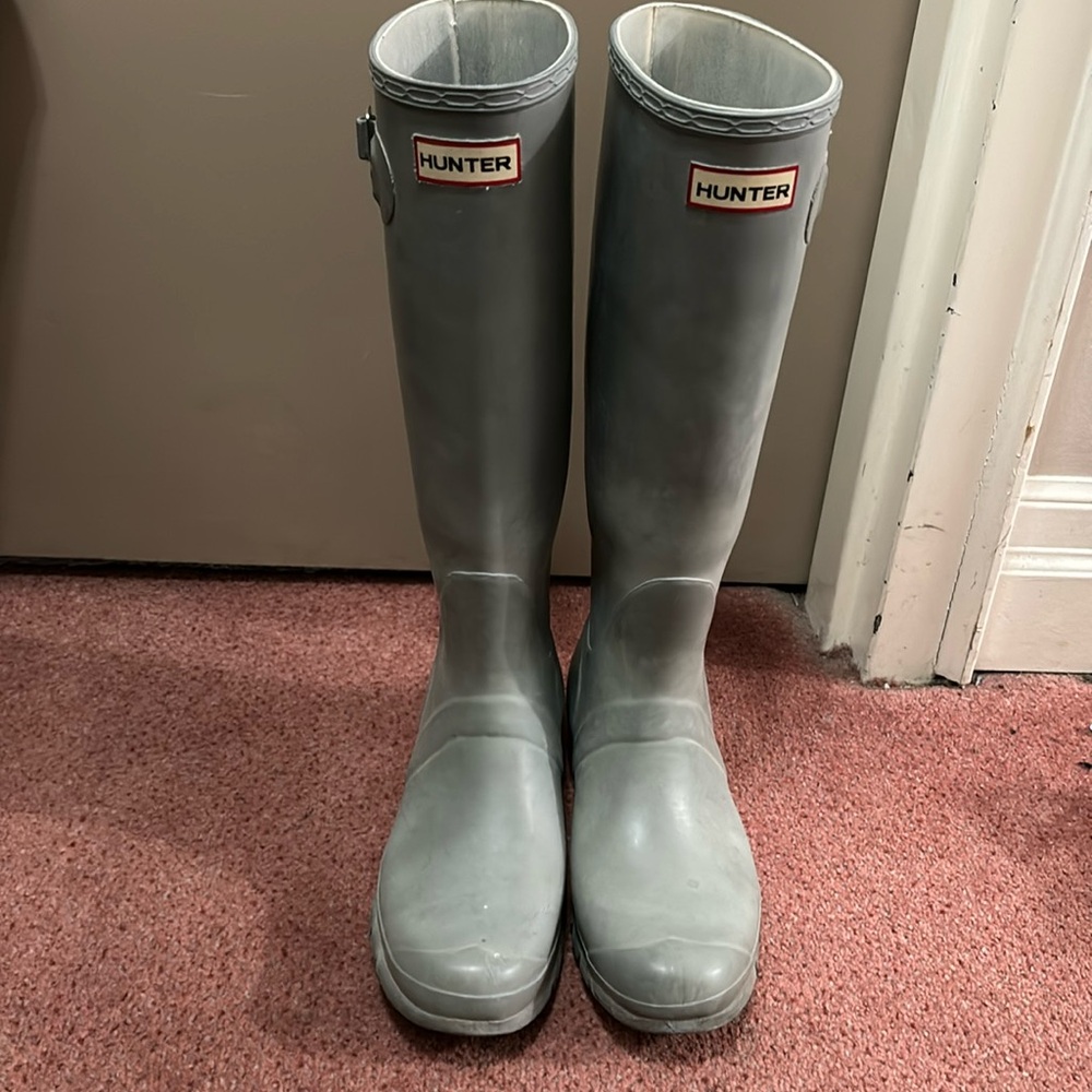 Hunter grey rubber knee high booots size 9